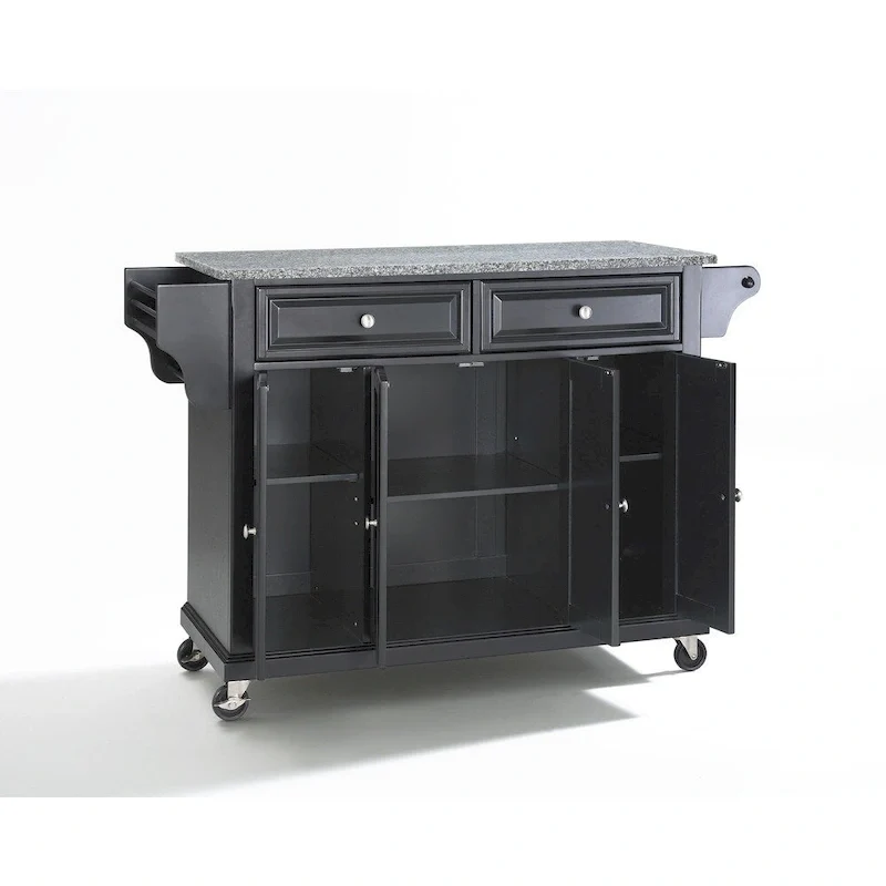Desserte/Îlot de cuisine noir en granit massif – 18p x 51,5L x 36h