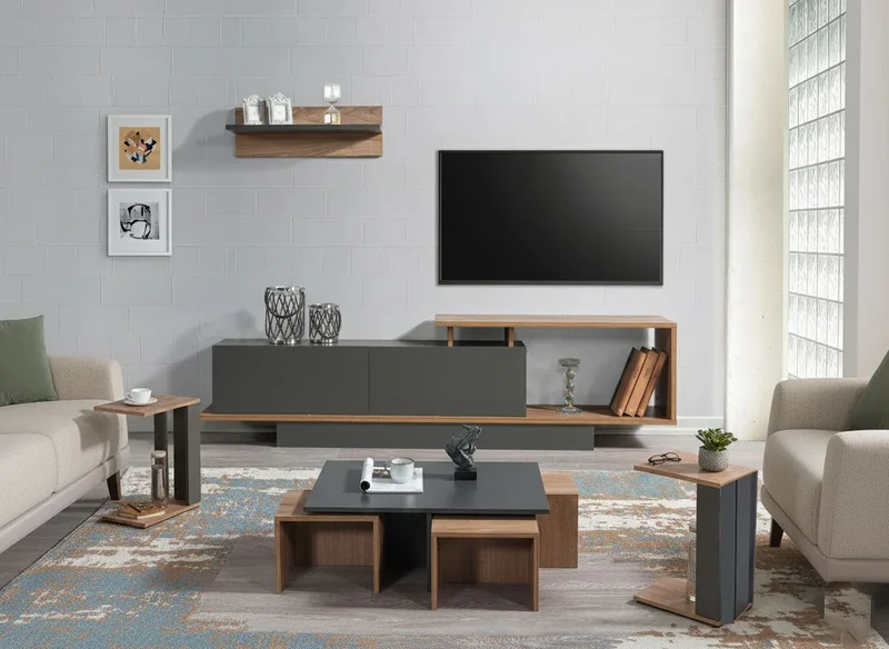 Ensemble Meuble TV+ Table basse + 2 tables d'appoint