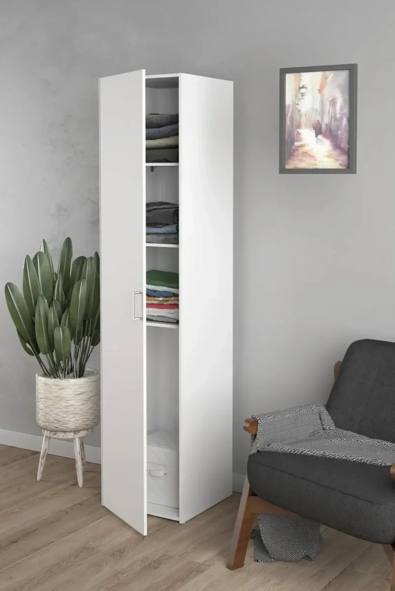 Armoire ANDRUP Blanc - 176 cm - avec 1 porte Blanc