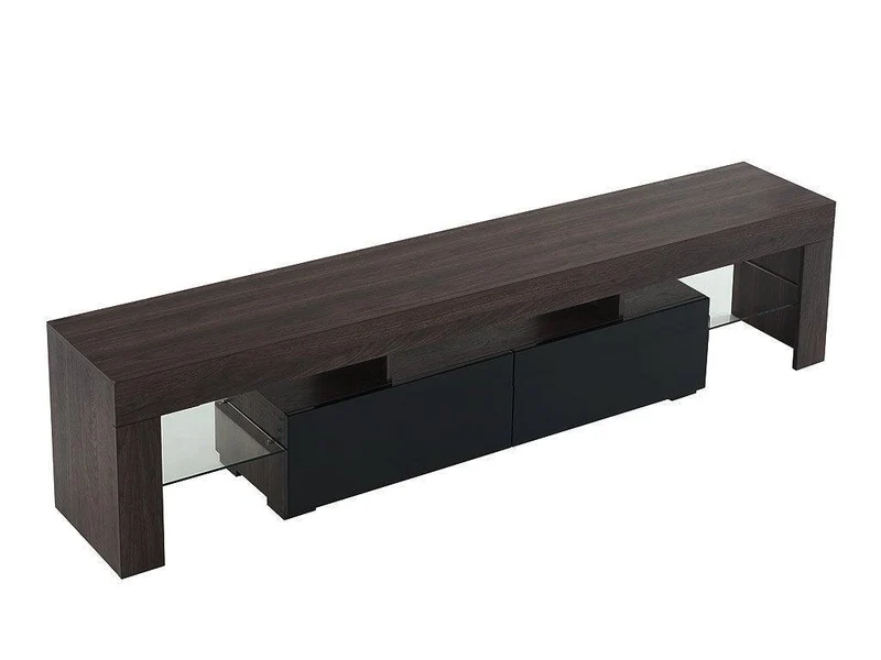 OTIS 200cm - Meuble TV avec éclairage LED - Wengé et Noir