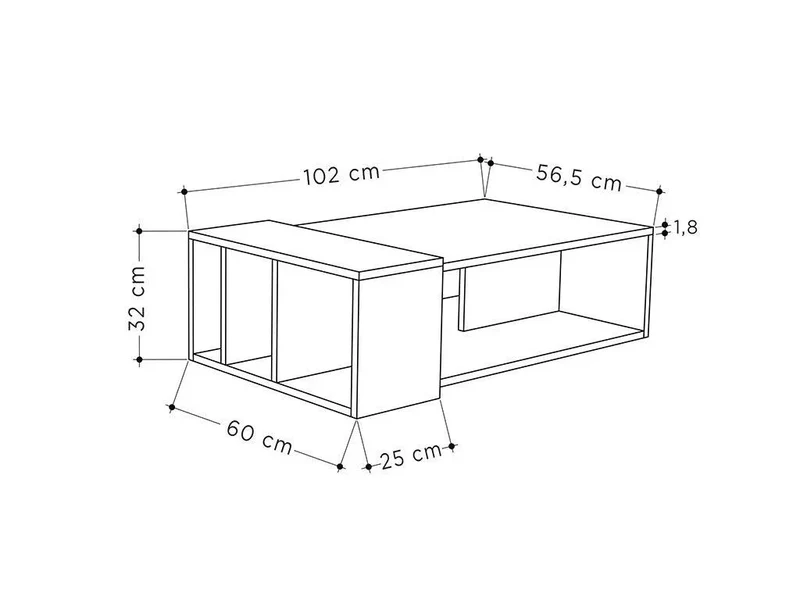 Table Basse pour séjour ANITA - Chêne et Gris Anthracite