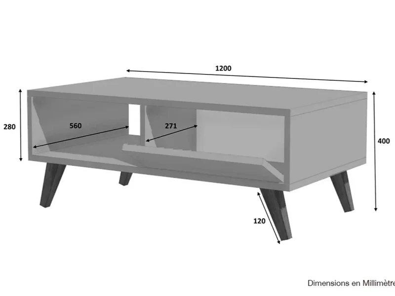 FREEMIRA - Meuble TV et Table Basse - Noyer et Blanc - Salon et séjour