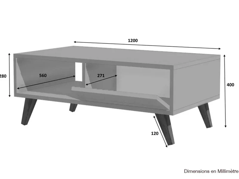 RESTA 120cm - Table Basse - Noyer