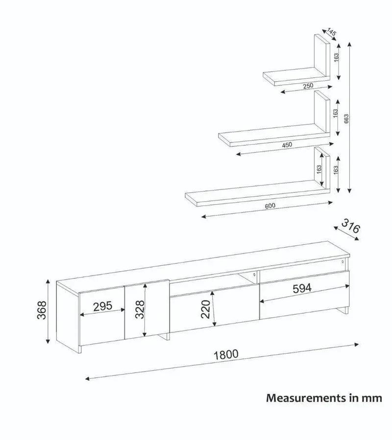 Meuble TV NORDIC 180cm - Noyer et blanc