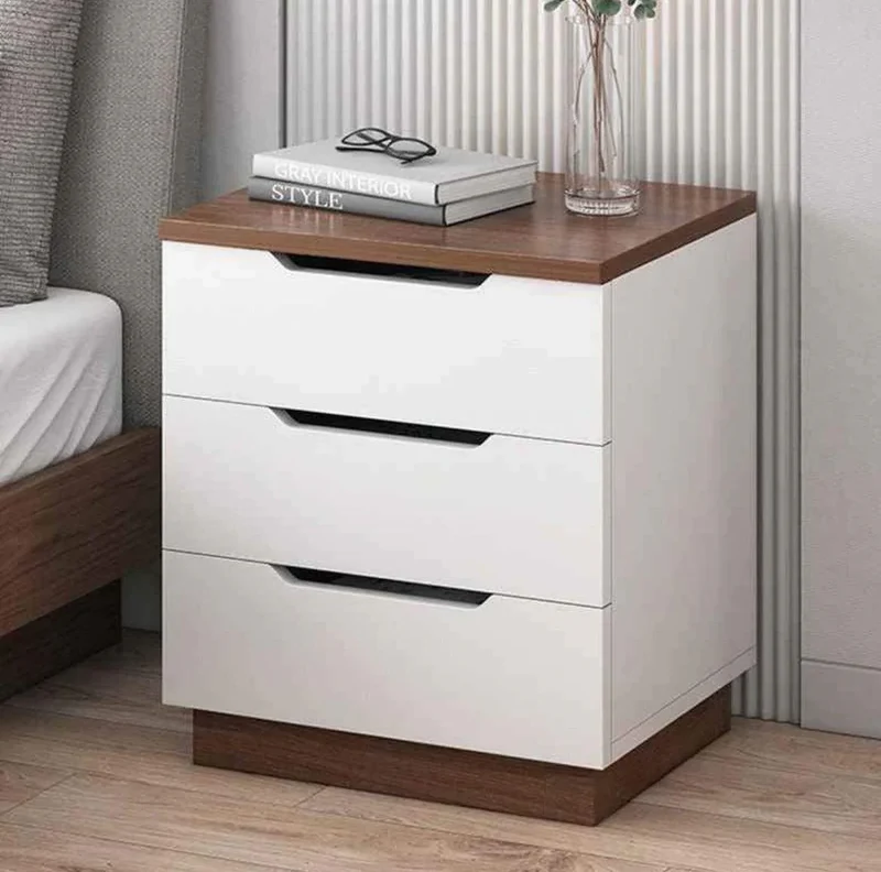 Table de chevet VIENA en bois avec 3 Tiroirs - 40x33x55 cm