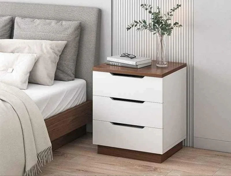 Table de chevet VIENA en bois avec 3 Tiroirs - 40x33x55 cm
