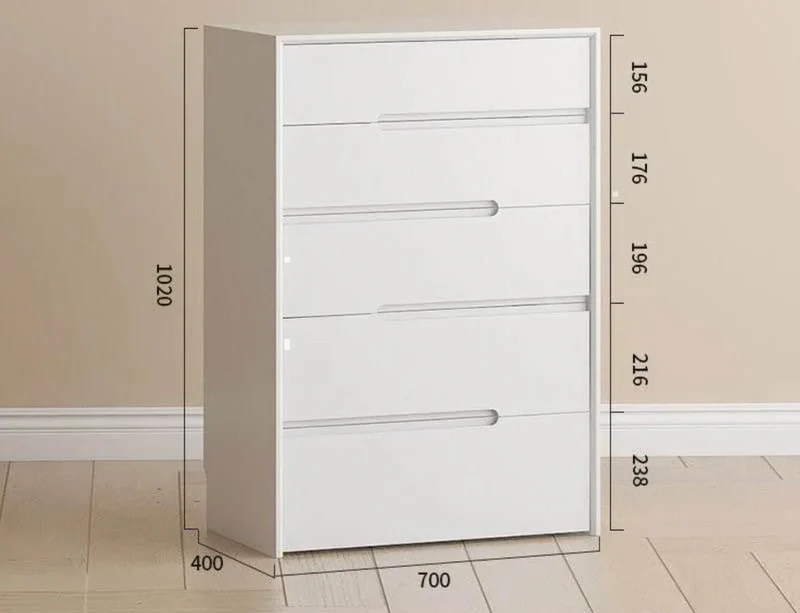 Commode RIO en bois avec 5 Tiroir - 70x40x102 cm