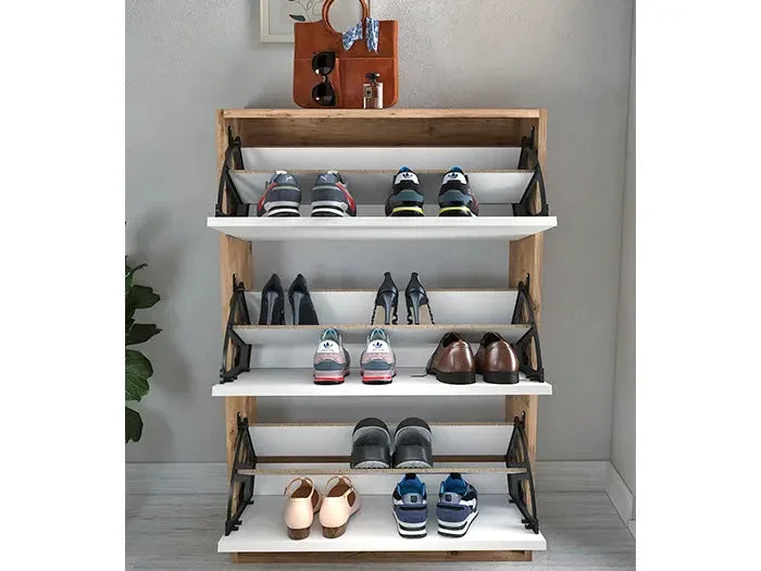 Meuble à chaussures DAYF - Chêne et blanc