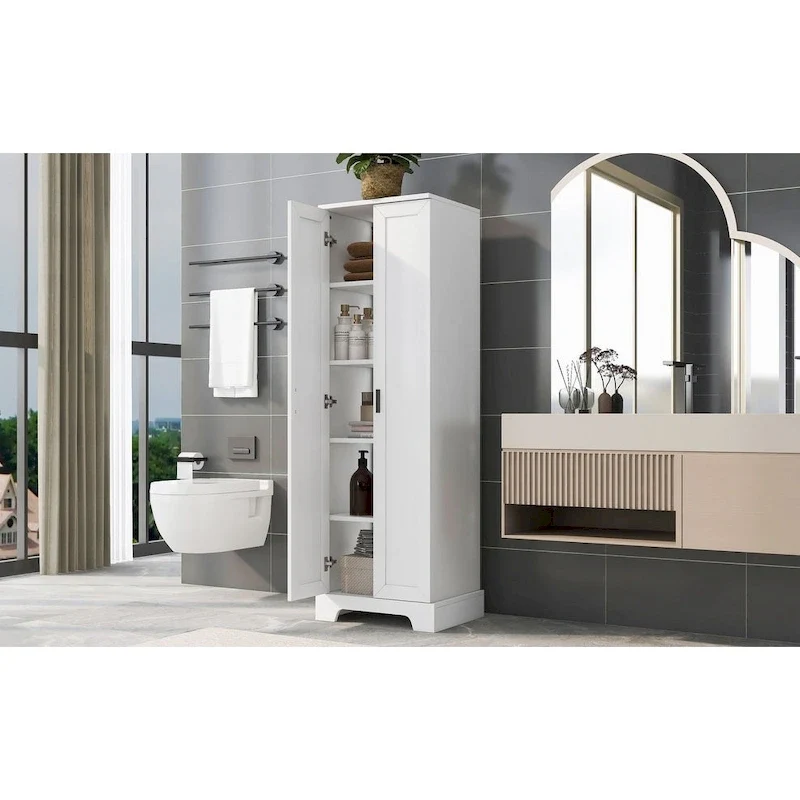 Meuble de rangement à deux portes pour salle de bain ou bureau, étagère réglable, panneau MDF