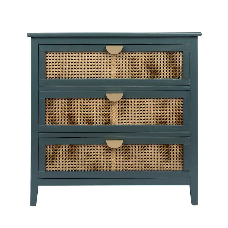 Meuble à 3 tiroirs, rotin naturel, idéal pour chambre, salon, bureau