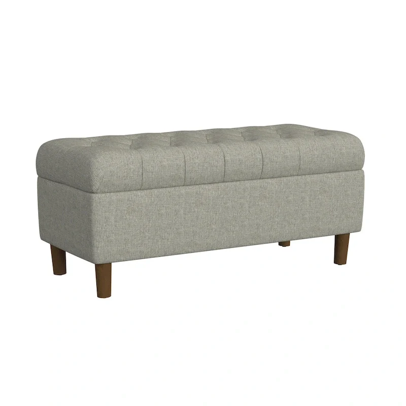 Banc de rangement capitonné avec pieds en bois