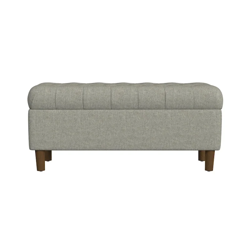 Banc de rangement capitonné avec pieds en bois