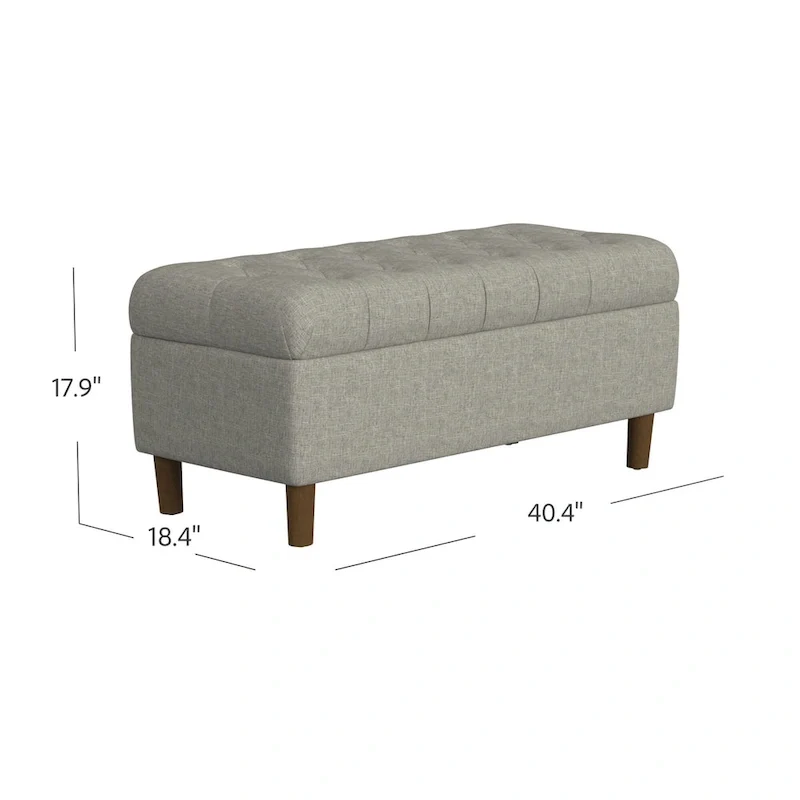 Banc de rangement capitonné avec pieds en bois