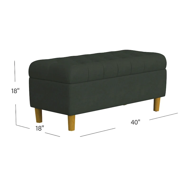 Banc de rangement capitonné avec pieds en bois