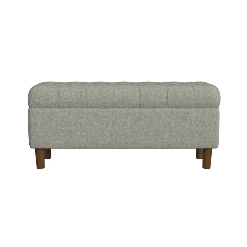 Banc de rangement capitonné avec pieds en bois