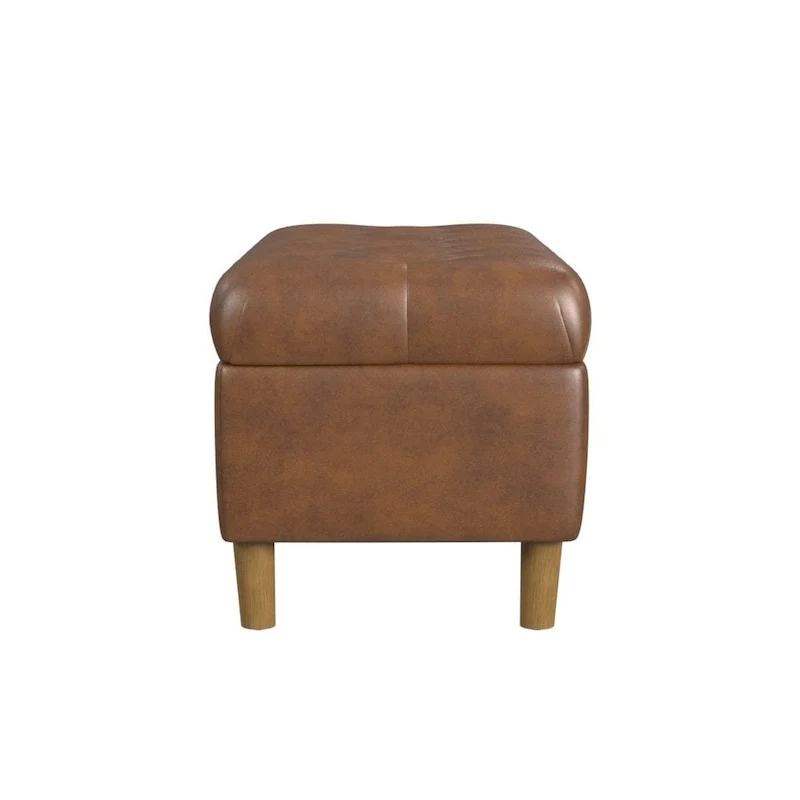 Banc de rangement capitonné avec pieds en bois