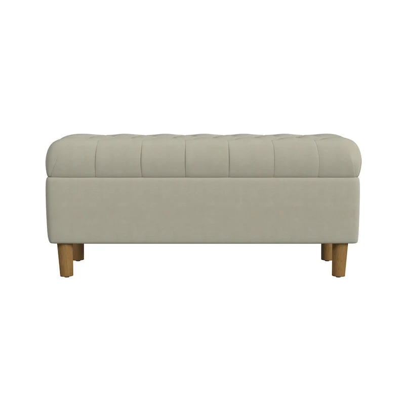 Banc de rangement capitonné avec pieds en bois