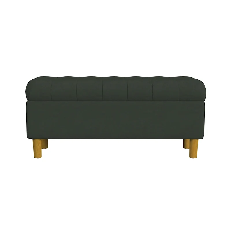Banc de rangement capitonné avec pieds en bois