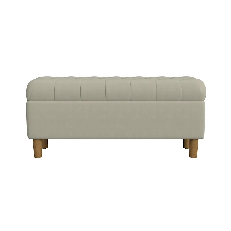 Banc de rangement capitonné avec pieds en bois