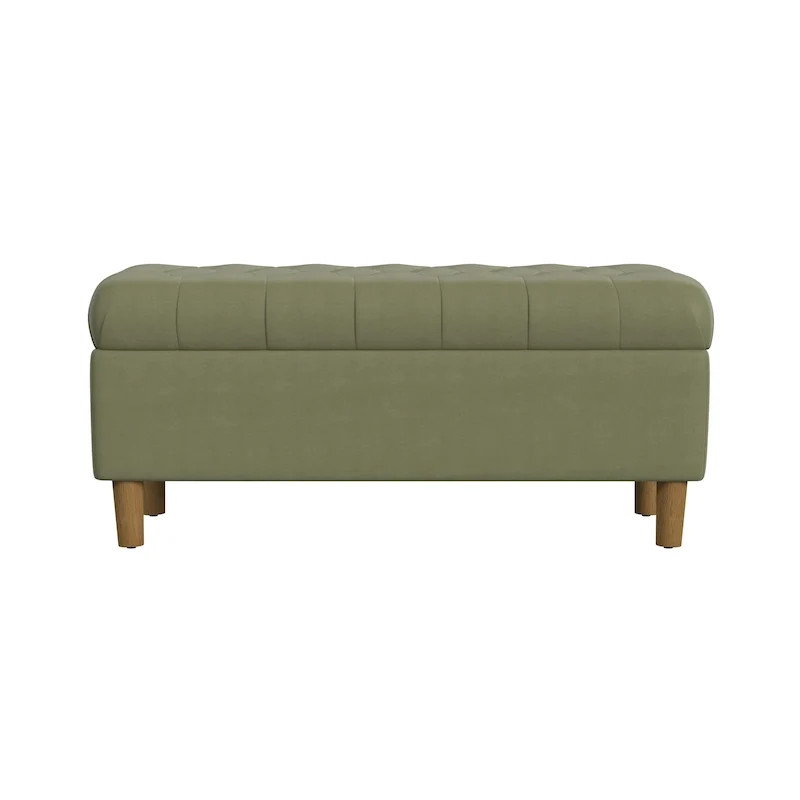 Banc de rangement capitonné avec pieds en bois