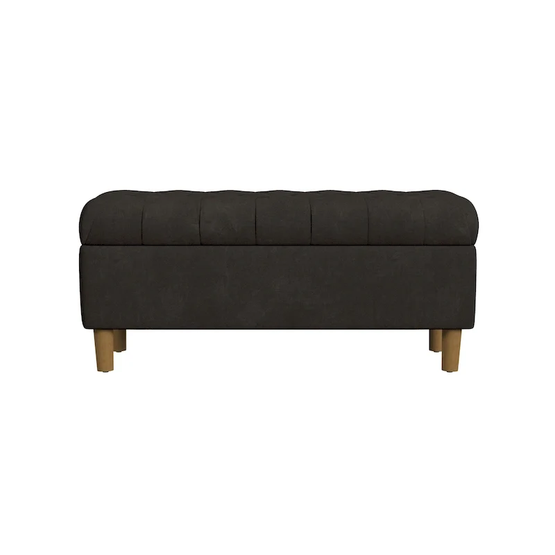 Banc de rangement capitonné avec pieds en bois
