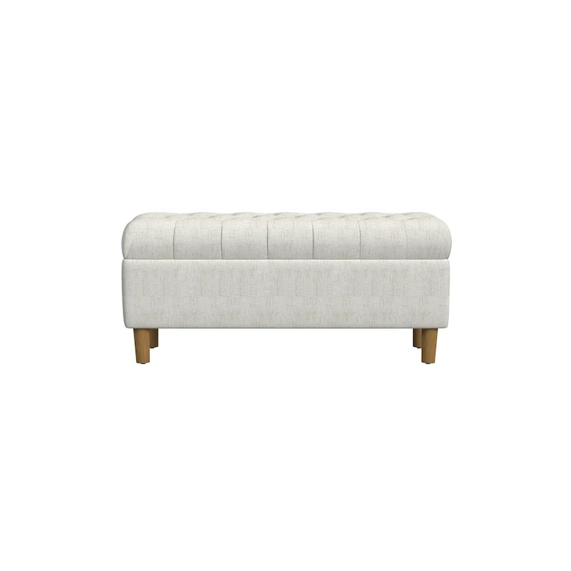 Banc de rangement capitonné avec pieds en bois