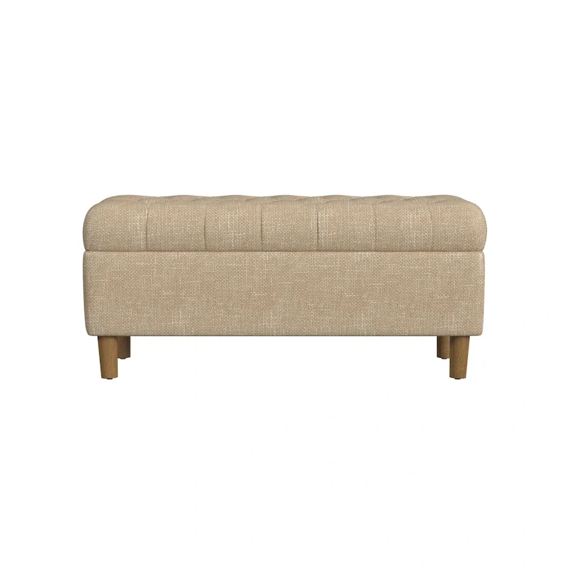 Banc de rangement capitonné avec pieds en bois