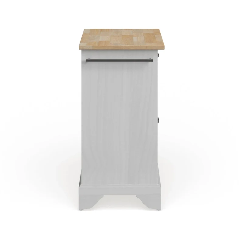 Îlot de cuisine portable avec plateau en bois naturel, finition blanche - 18p x 31l x 35h