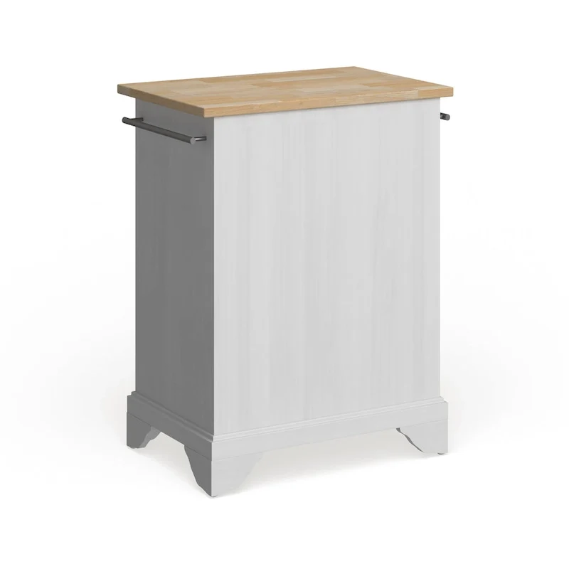 Îlot de cuisine portable avec plateau en bois naturel, finition blanche - 18p x 31l x 35h