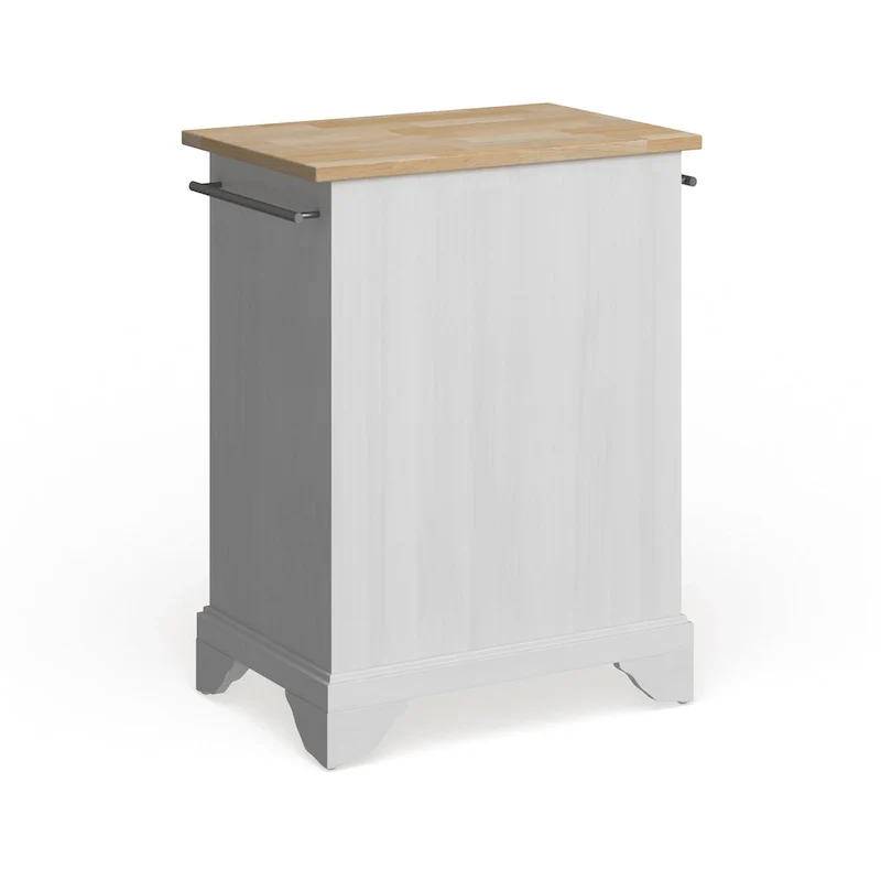 Îlot de cuisine portable avec plateau en bois naturel, finition blanche - 18p x 31l x 35h