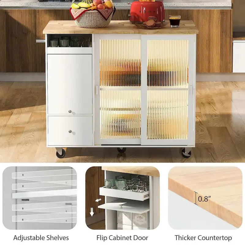 Chariot de cuisine pliable avec lumières LED
