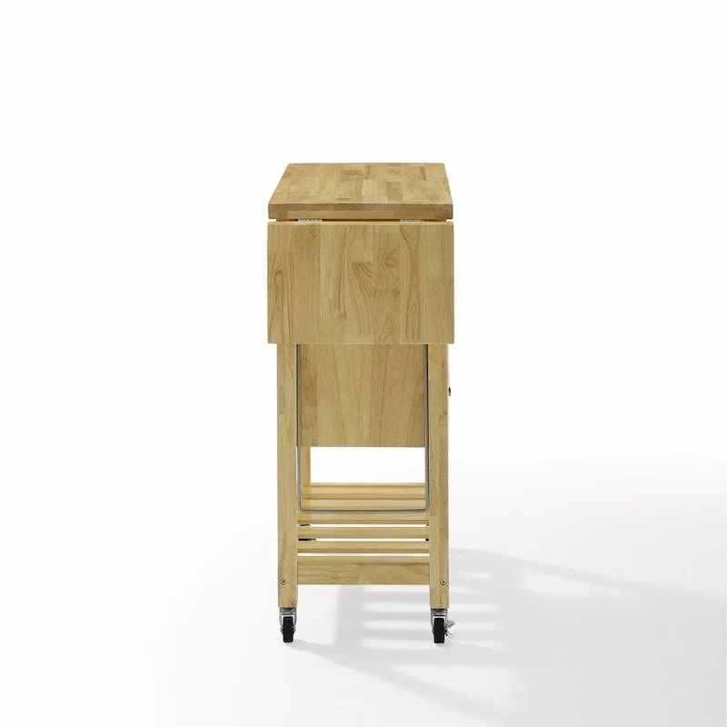 Chariot de cuisine rabattable à deux rallonges, naturel - 15,13p x 45l x 35,25h