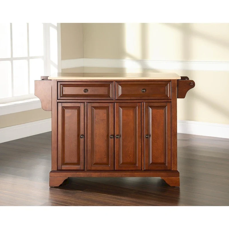 Îlot de cuisine en bois naturel plateau Cerisier classique - 45,7 P x 130,8 L x 91,4 H cm