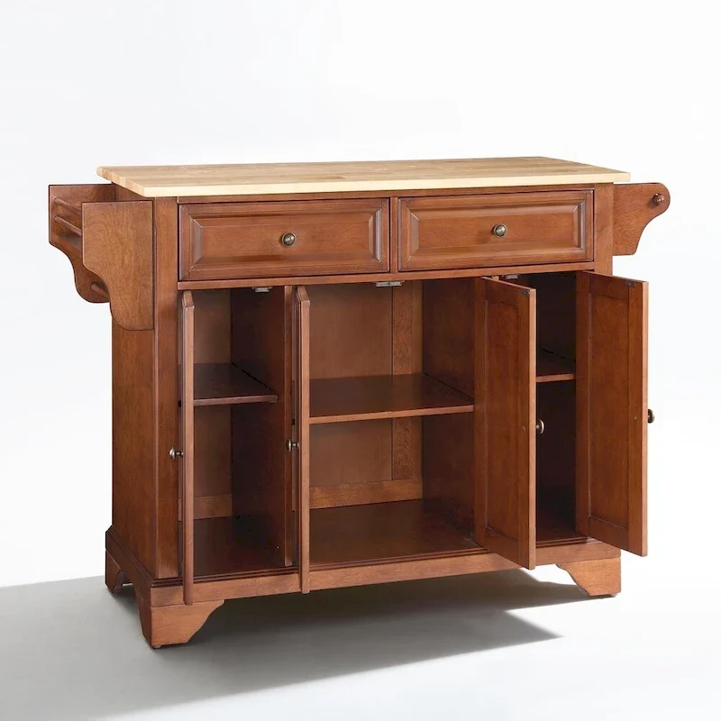 Îlot de cuisine en bois naturel plateau Cerisier classique - 45,7 P x 130,8 L x 91,4 H cm