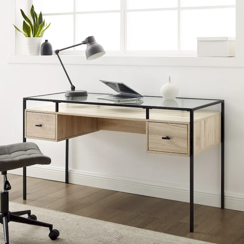 Bureau d'écriture avec plateau en verre de 56 pouces