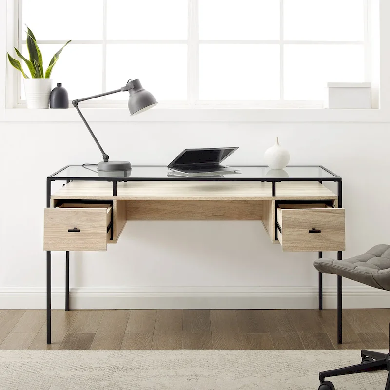 Bureau d'écriture avec plateau en verre de 56 pouces