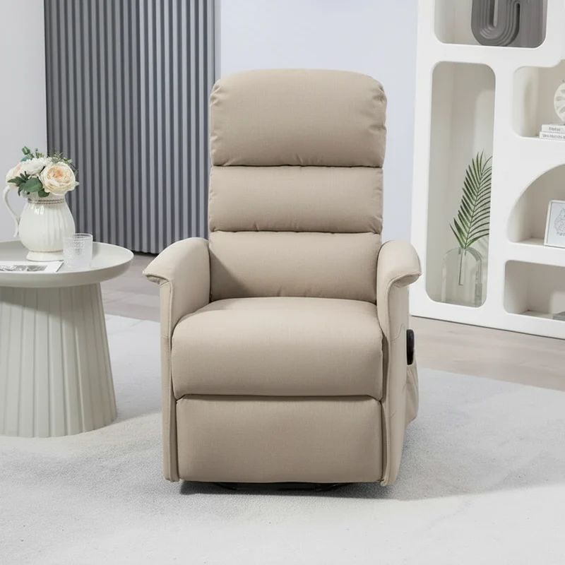 Fauteuil inclinable électrique pour personnes âgées, réglable en tissu, avec télécommande et poches latérales