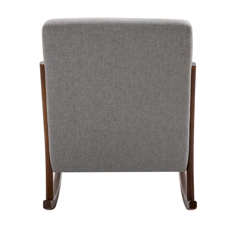 Fauteuil à bascule moderne gris à dossier haut de 64,3 cm avec base en bois massif