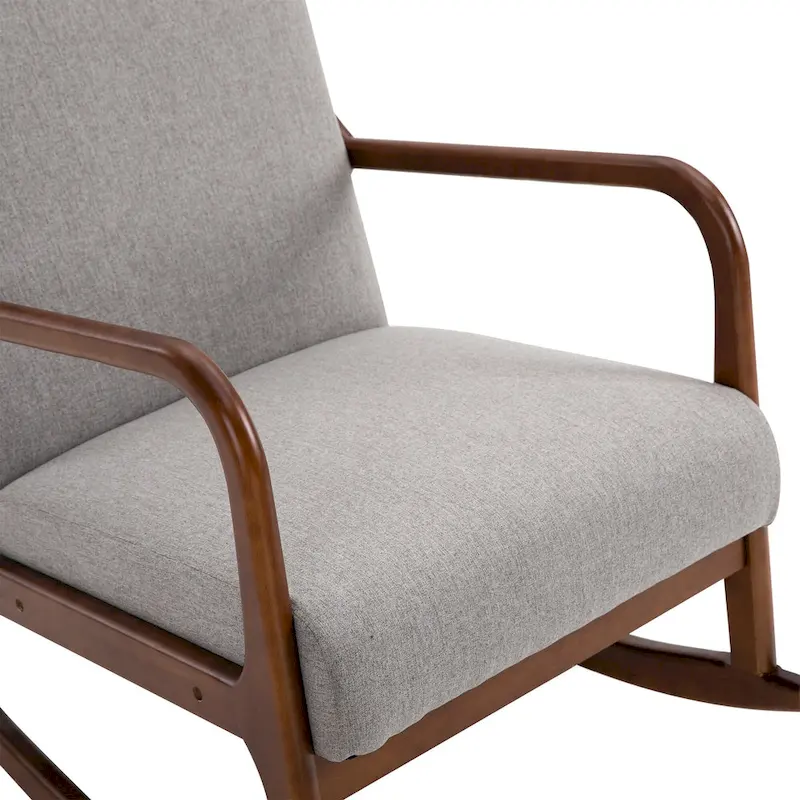 Fauteuil à bascule moderne gris à dossier haut de 64,3 cm avec base en bois massif