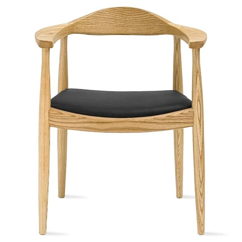 Chaises en bois massif avec accoudoirs, en chêne et similicuir, pour salle à manger, cuisine, chambre, bureau.