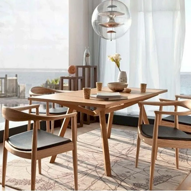 Chaises en bois massif avec accoudoirs, en chêne et similicuir, pour salle à manger, cuisine, chambre, bureau.