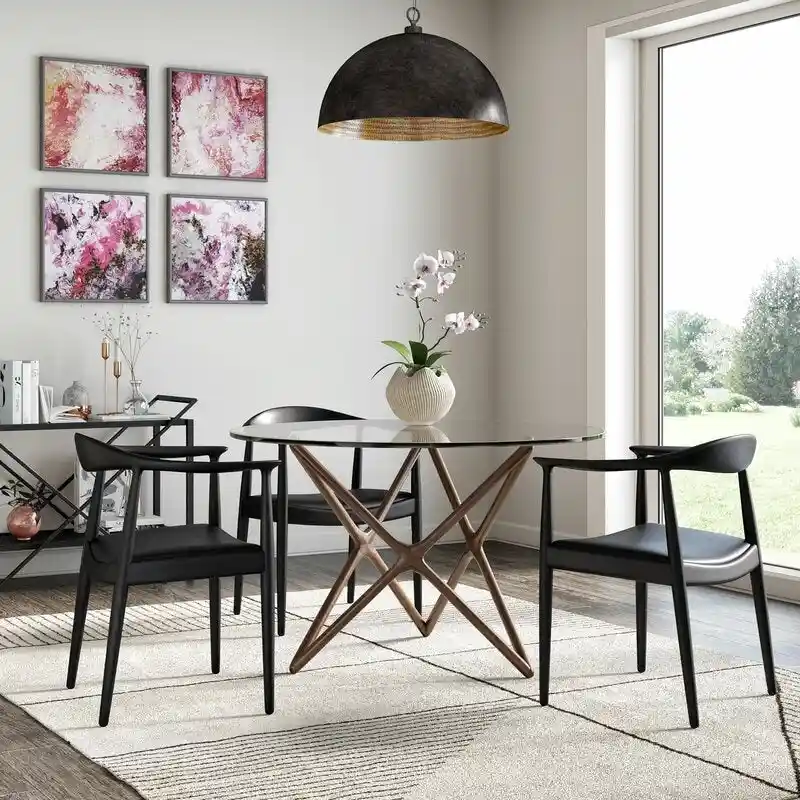 Chaises en bois massif avec accoudoirs, en chêne et similicuir, pour salle à manger, cuisine, chambre, bureau.