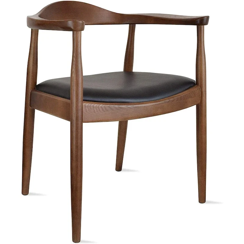 Chaises en bois massif avec accoudoirs, en chêne et similicuir, pour salle à manger, cuisine, chambre, bureau.