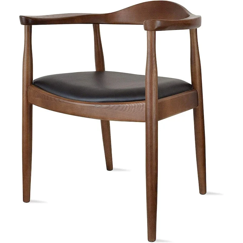 Chaises en bois massif avec accoudoirs, en chêne et similicuir, pour salle à manger, cuisine, chambre, bureau.