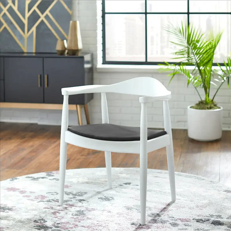 Chaises en bois massif avec accoudoirs, en chêne et similicuir, pour salle à manger, cuisine, chambre, bureau.