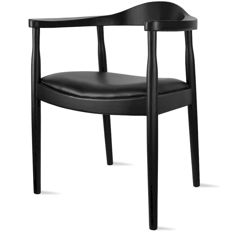 Chaises en bois massif avec accoudoirs, en chêne et similicuir, pour salle à manger, cuisine, chambre, bureau.