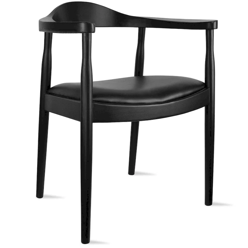 Chaises en bois massif avec accoudoirs, en chêne et similicuir, pour salle à manger, cuisine, chambre, bureau.