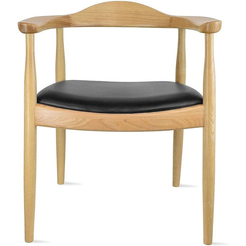Chaises en bois massif avec accoudoirs, en chêne et similicuir, pour salle à manger, cuisine, chambre, bureau.