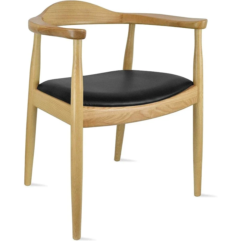 Chaises en bois massif avec accoudoirs, en chêne et similicuir, pour salle à manger, cuisine, chambre, bureau.