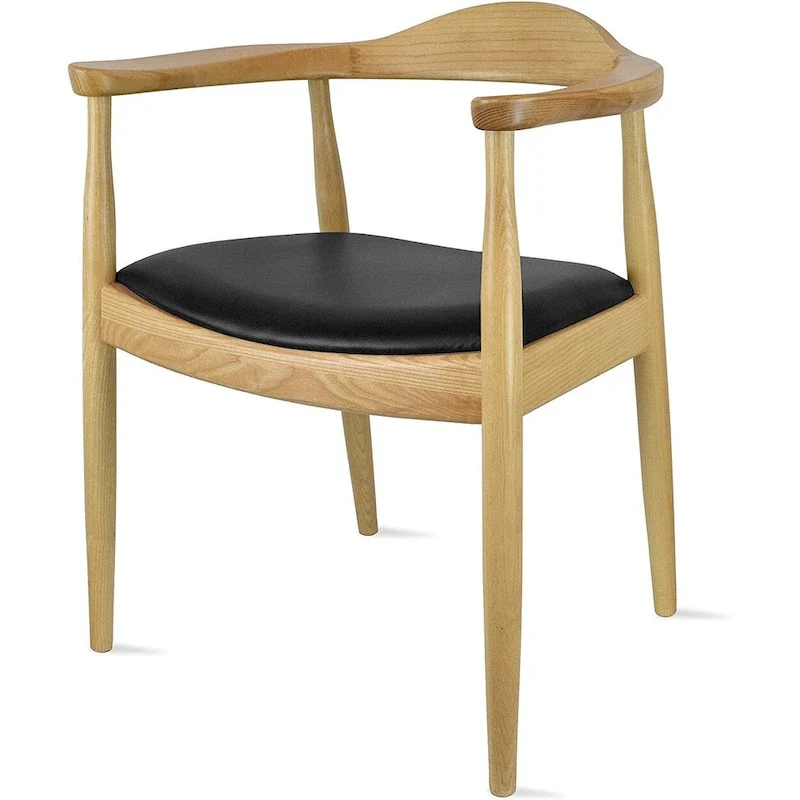 Chaises en bois massif avec accoudoirs, en chêne et similicuir, pour salle à manger, cuisine, chambre, bureau.